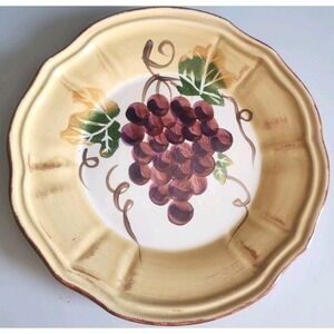 Tabletops Unlimited Italian Grapes Rimmed Plate Hand Painted Discontinued